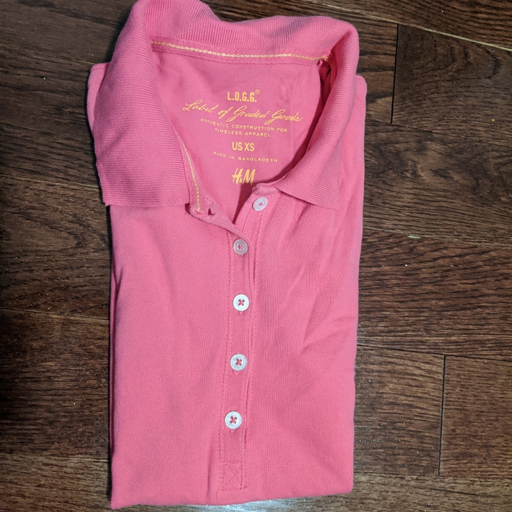 Polo collard shirt size small pink